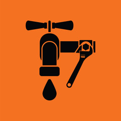 Wall Mural - Icon of wrench and faucet