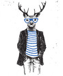 © Marina Gorskaya - Hand drawn dressed up deer in hipster style