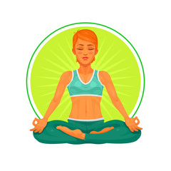 Wall Mural - Vector illustration of a girl yoga