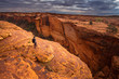 Man travel in Kings canyon of Northern territory, Australia.