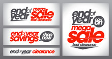 Mega Sale Posters Collection, End Of Year Savings Banners Set, Final Clearance