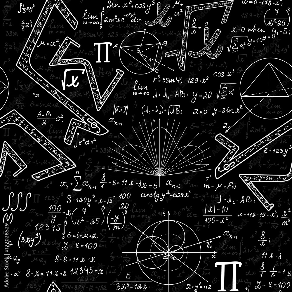Scientific vector seamless endless texture with mathematical signs ...