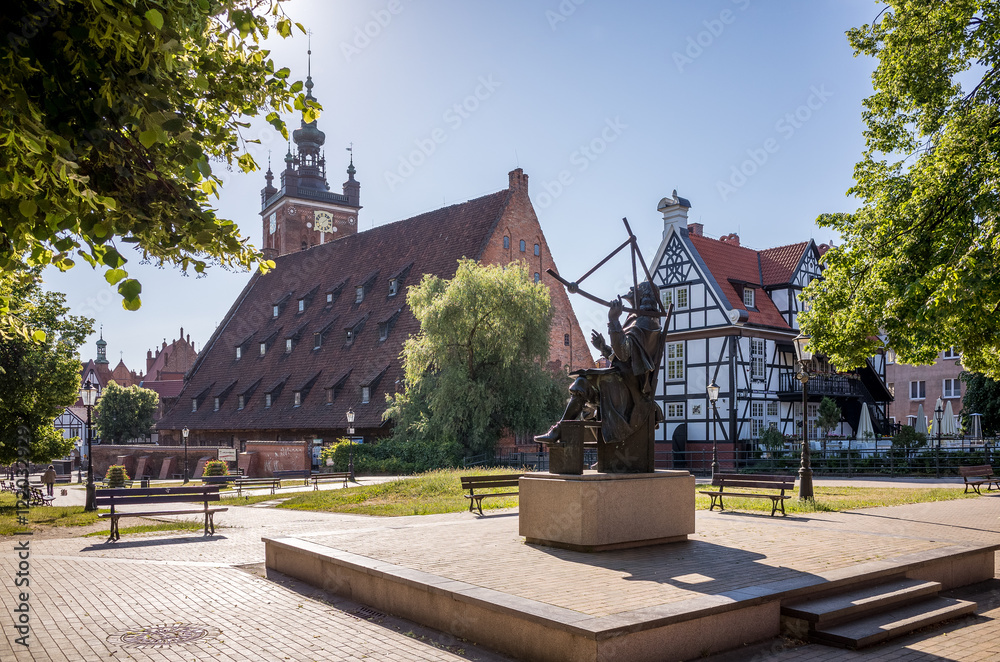 The Great Mill on the Radaune Island in the center of Gdansk is one of the largest commercial buildings of the Middle Ages. - obrazy, fototapety, plakaty 