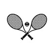 Crossed tennis rackets and ball icon in simple style on a white background vector illustration