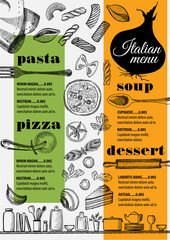 Wall Mural - Menu italian restaurant, food template placemat.