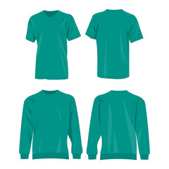 Wall Mural - Sport teal t-shirt and sweater isolated set vector on the white background