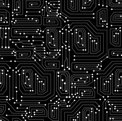 Wall Mural - Technical vector seamless pattern with circuit board