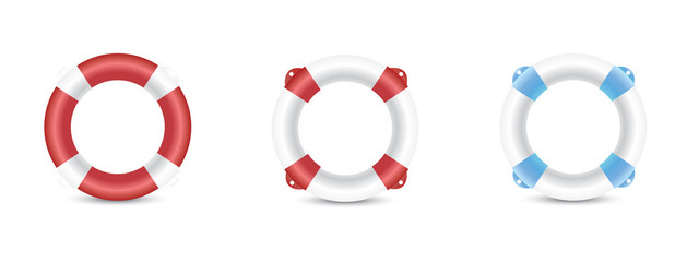 Poster - Set, life buoy isolated on white with shadow. Vector illustration