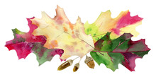 Hand Painted Watercolor Mockup Clipart Template Of Autumn Leaves