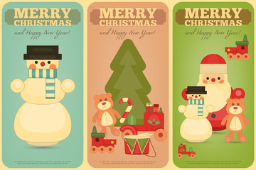 Sticker - Merry Christmas and Happy New Year Posters Set