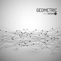 Aufkleber - Abstract Background with Dots Array and Lines. Connection Structure. Geometric Modern Technology Concept. Digital Data Visualization. Abstract Infographic Concept
