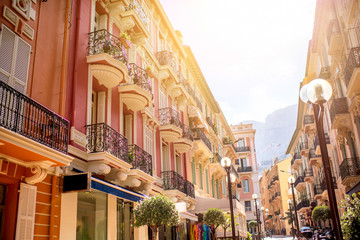 Wall Mural - Beautiful old architecture style of residential buildings in the old city center in Monte Carlo in Monaco