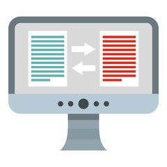 Poster - Translation of text on computer icon in flat style isolated on white background. Translate symbol vector illustration