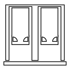 Poster - Windows icon in outline style isolated on white background. Building symbol vector illustration