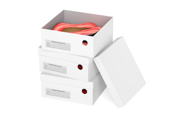 Poster - Red high heel shoes in the shoeboxes, 3D rendering