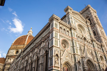 Canvas Print - Facade of Santa Maria del Fiore, Florence's dome in a summer day