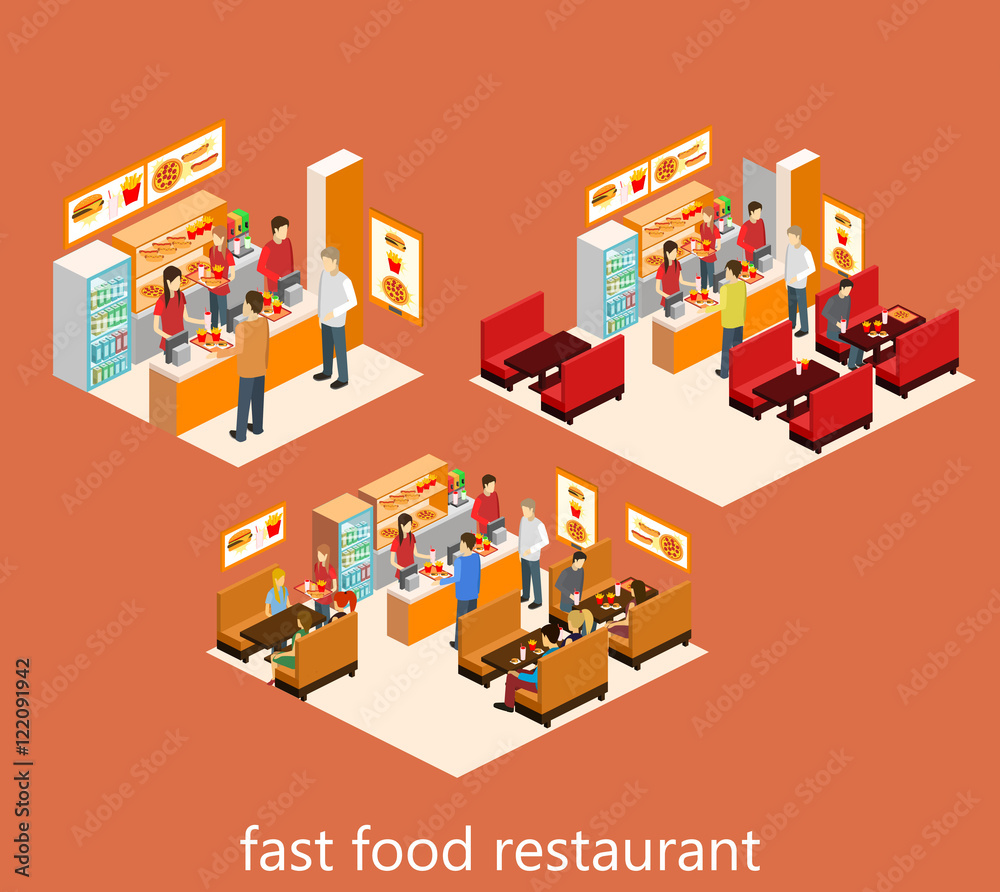 isometric fast food restaurant Stock Vector | Adobe Stock