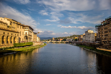 Canvas Print - Arno river and one of its bridge in Florence, Italy