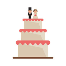 Wedding Cake Icon. Marriage Love And Celebration Theme. Isolated Design. Vector Illustration