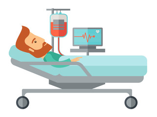 Poster - Patient in hospital bed being monitored