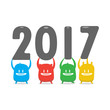 2017 New year with cute monsters