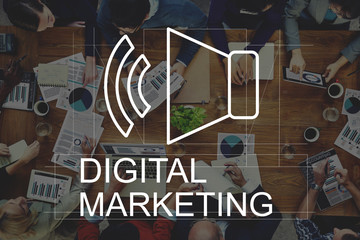 Sticker - Business Digital Marketing Speakers Symbol Concept