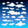 Vector illustration of clouds collection set blue