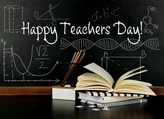 Poster - Teachers day concept. Text on chalkboard