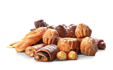 Sticker - Assortment of sweet tasty pastries isolated on white