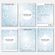 © pro500 - Science vector background. Modern vector templates for brochure, flyer, cover magazine or report in A4 size. Molecule structure and communication on the blue background.