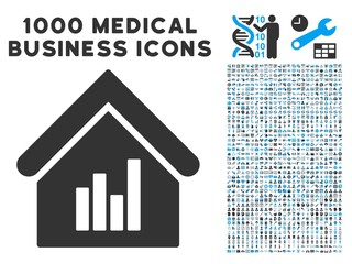 Wall Mural - Realty Bar Chart icon with 1000 medical commercial gray and blue vector design elements. Set style is flat bicolor symbols, white background.