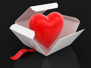 Poster - Open package with heart. Image with clipping path