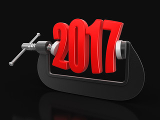 Poster - 2017 in clamp. Image with clipping path