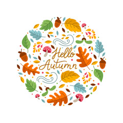 Autumn circle emblem