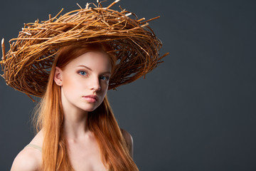 Beautiful woman in natural wreath