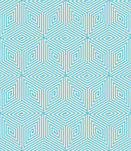 Seamless Blue Spiral Rhombus Pattern.