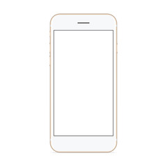 Poster - vector mockup phone front view on white background, new phone design gold color