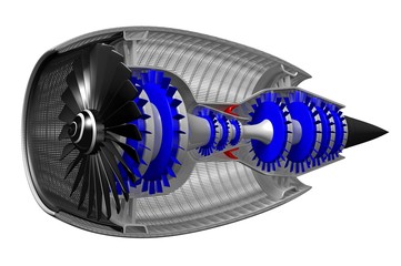 3d jet engine - side view