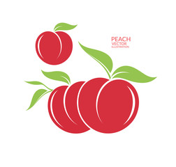 Wall Mural - Peach. Isolated fruit on white background