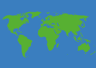 world map illustration vector graphic , green, blue