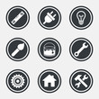 © blankstock - Repair, construction icons. Hammer, wrench tool.