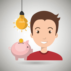 man piggy coin idea vector illustration eps 10