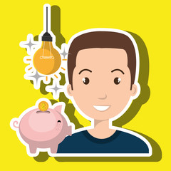 man piggy coin idea vector illustration eps 10