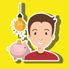 man piggy coin idea vector illustration eps 10