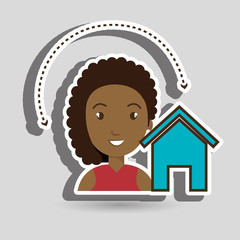 Sticker - woman home page web vector illustration eps 10