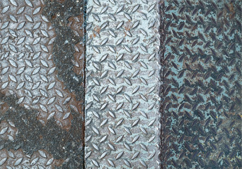 3 steel texture plate floor welds together as background