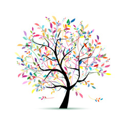 Aufkleber - Colorful art tree for your design