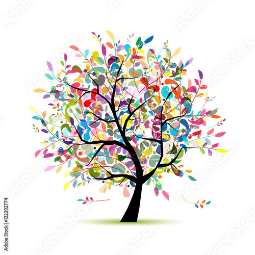 Zdjęcie XXL Kolorowe drzewo sztuki do projektowania