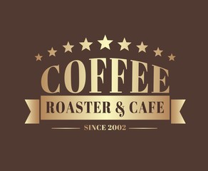 Poster - Gold Coffee logo with a ribbon for a cafe or shop