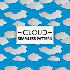 Poster - Cloud seamless pattern on blue background. Vector illustration.